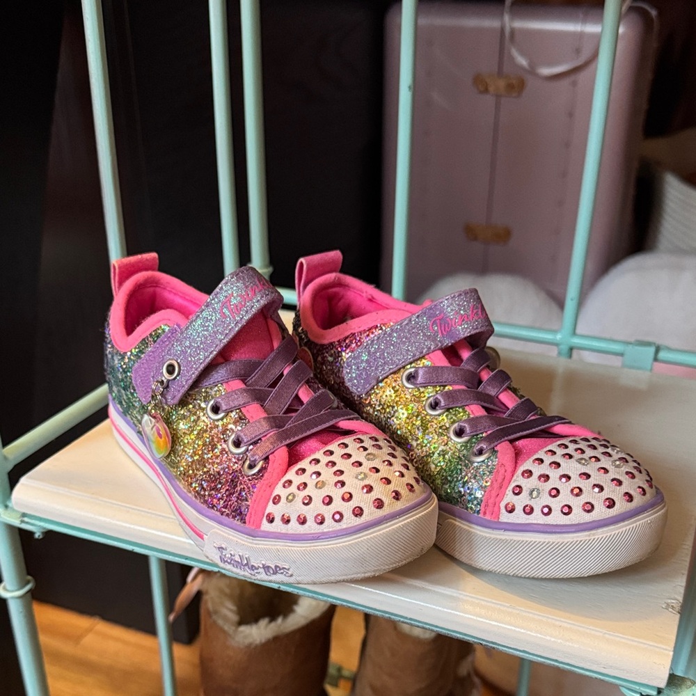 Skechers Twinkle Toes Glitter Sneakers - Pink and Multicolor